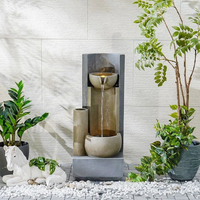 Dual Bowl Fountain-Multi-color-41x35x100 cm