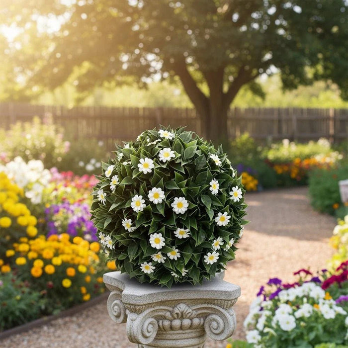 Artificial Topiary Ball-Bougainvillea + Daisy-28 cm