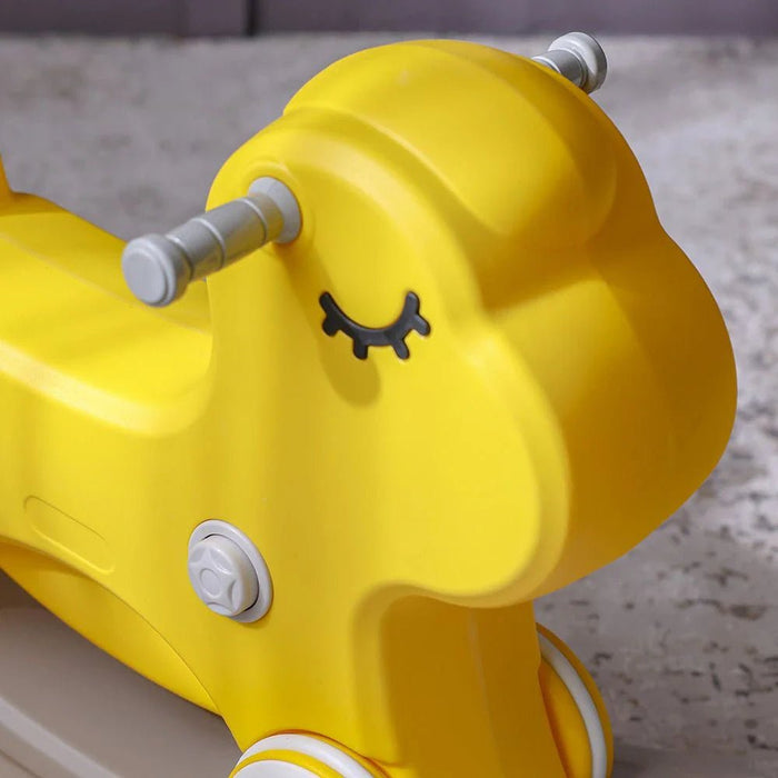 2-in-1 Kids Rocking Horse & Car-Yellow-W31.5 xD73xH48