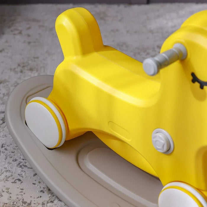 2-in-1 Kids Rocking Horse & Car-Yellow-W31.5 xD73xH48