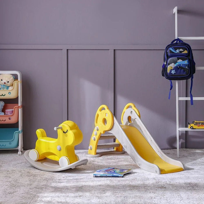 2-in-1 Kids Rocking Horse & Car-Yellow-W31.5 xD73xH48