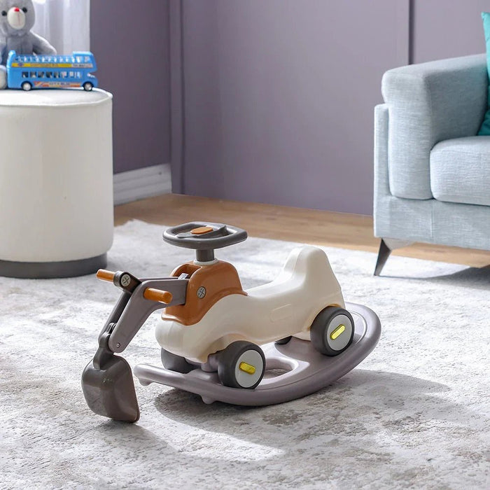3-in-1 Kids Excavator & Rocking Horse & Car