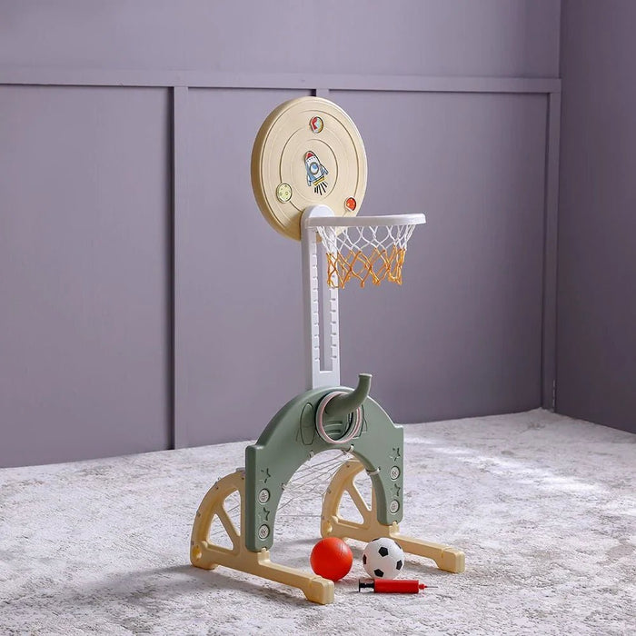 3-in-1 Kids Basketball Hoop, Football Goal & Play Rings