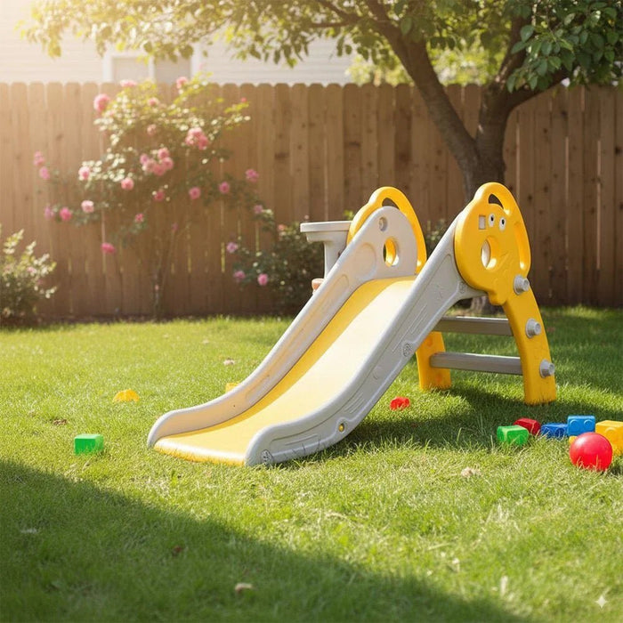 Kids Folding Slide-Yellow & Grey