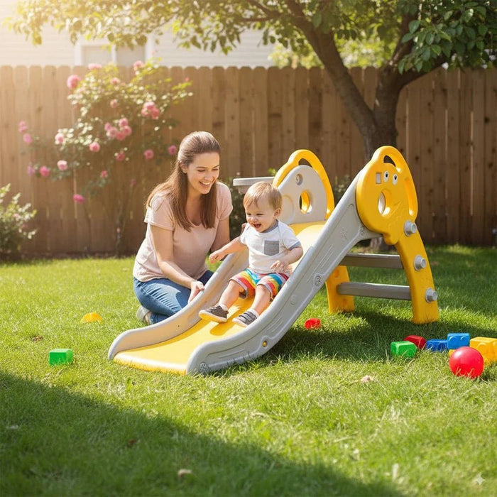 Kids Folding Slide-Yellow & Grey