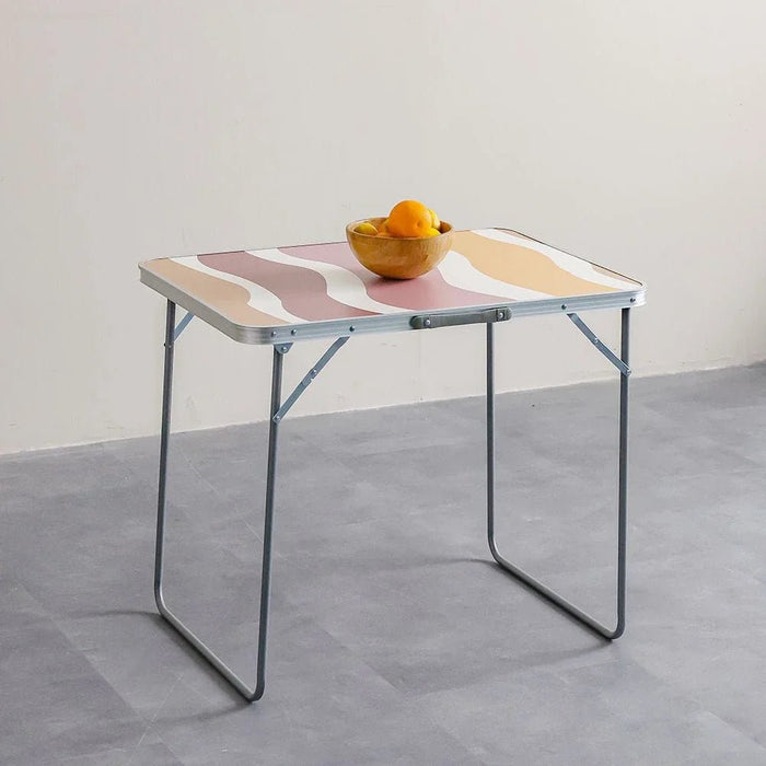 Picnic Folding Table 80X60X70Cm Marble Finish-Muted Desert Waves