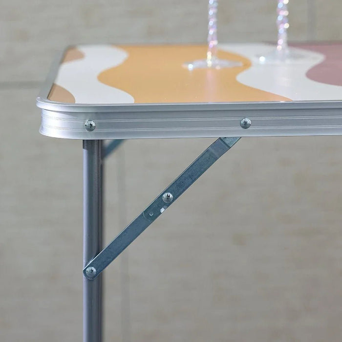 Picnic Folding Table 80X60X70Cm Marble Finish-Muted Desert Waves
