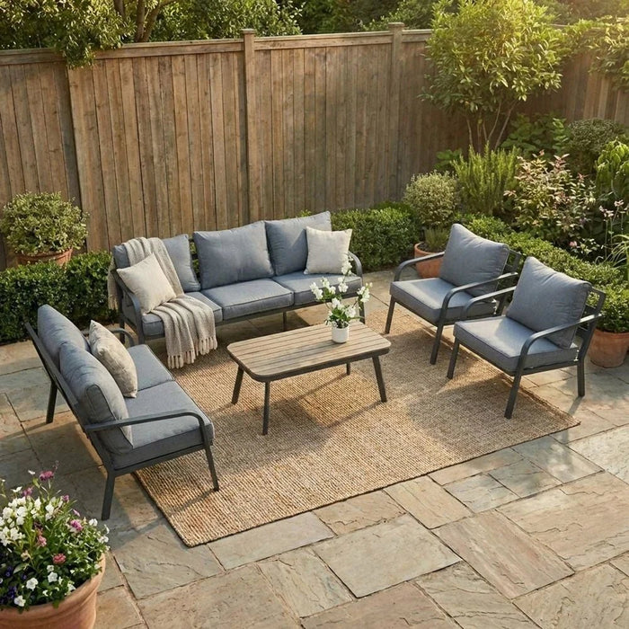 Ivory 7-Seater Sofa Set - Grey
