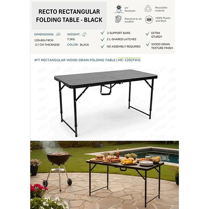 Recto Rectangular
Folding Table - Black