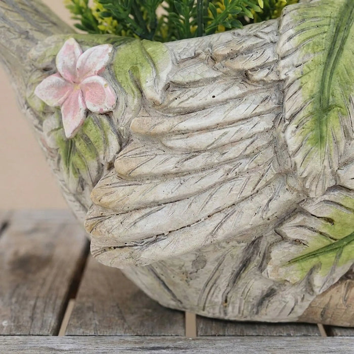 Mgo Bird Planter 34X20.5X25.5Cm, Multicolour, Decorative Bird Garden Planter, Magnesium Oxide, For Small Plants, Balcony Corners And Garden Accents