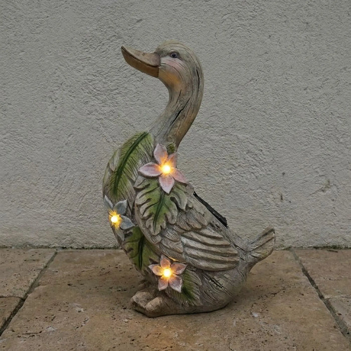 Mgo Duck With Solar Light 23.5X13.5X36Cm, Multicolour, Solar Duck Garden Ornament, Magnesium Oxide, For Softly Lit Pathways And Patio Corners