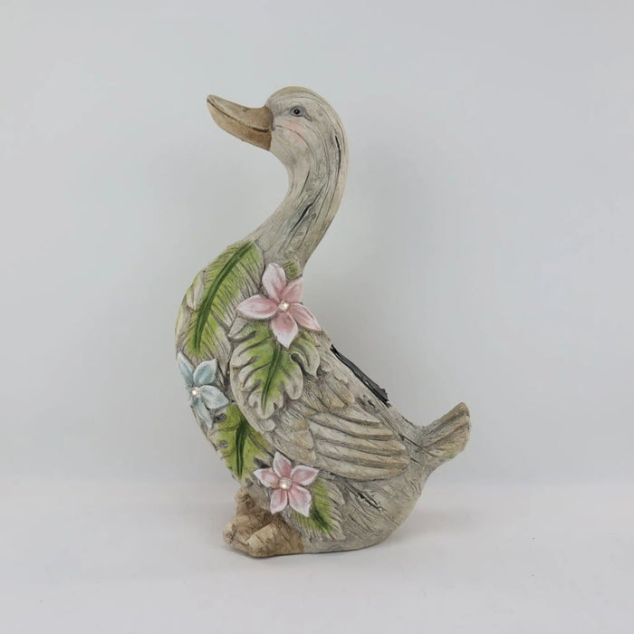 Mgo Duck With Solar Light 23.5X13.5X36Cm, Multicolour, Solar Duck Garden Ornament, Magnesium Oxide, For Softly Lit Pathways And Patio Corners