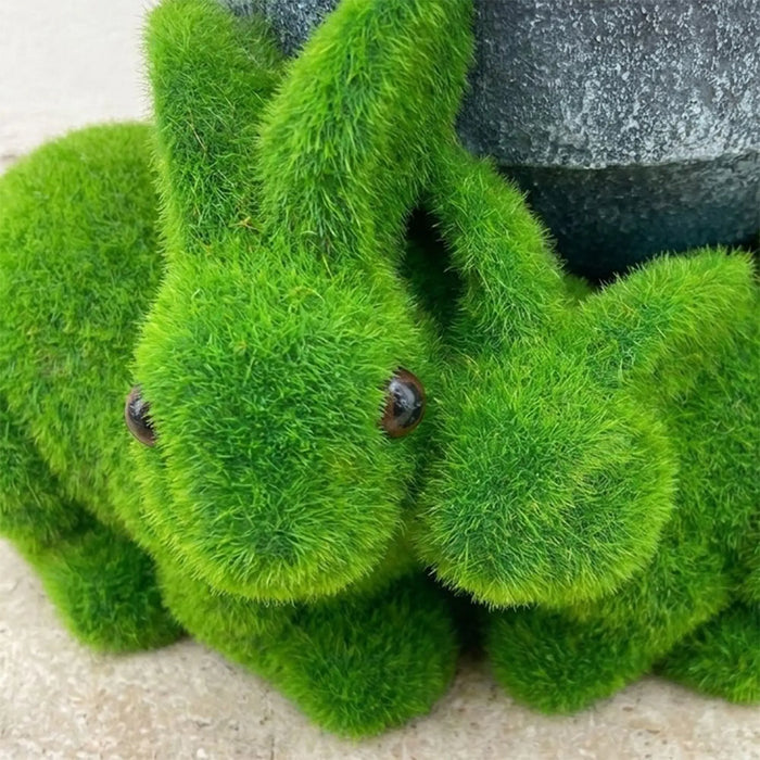 Mgo Green Bunny Family Planter 28.5X24.5X14.7Cm, Grouped Bunny Garden Planter, Magnesium Oxide Construction, For Greenery And Balcony Arrangements