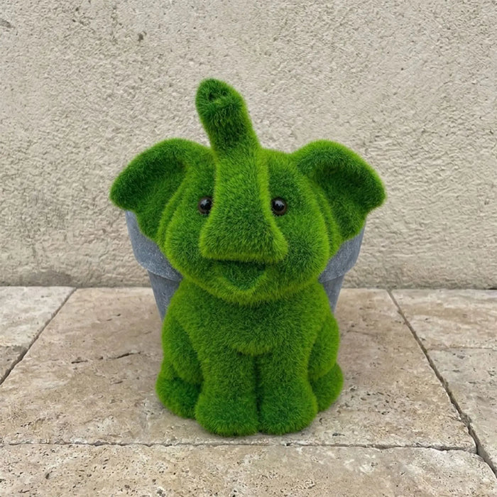 Mgo Green Elephant Planter 25.5X20X24.5Cm, Playful Elephant Garden Planter, Magnesium Oxide, For Flowers, Compact Greenery And Patio Shelves