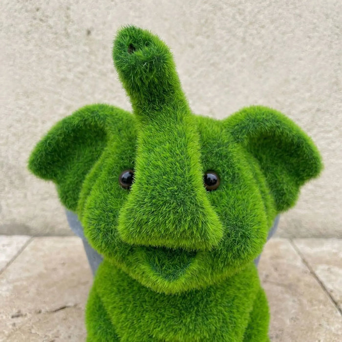 Mgo Green Elephant Planter 25.5X20X24.5Cm, Playful Elephant Garden Planter, Magnesium Oxide, For Flowers, Compact Greenery And Patio Shelves