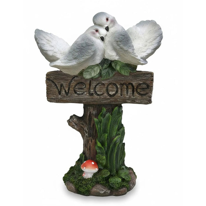New Kaolin Clay Garden Loved Bird Decor With Welcome Sign 39X25X81 Cm, Multicolour, Welcoming Bird Garden Ornament, Metal, For Welcoming Entrances