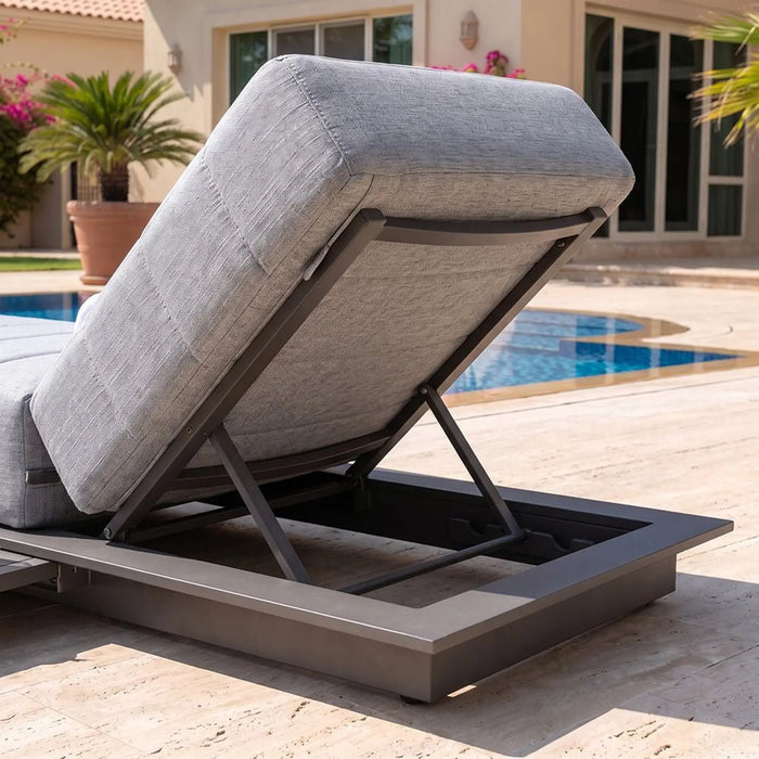 Elite Sun Lounger | All Weather Patio Sunloungers | Single Relaxing Chair | Modern Design Outdoor Furniture For Gardens Lawns Poolsides L205xW80xH40cm - Champagne