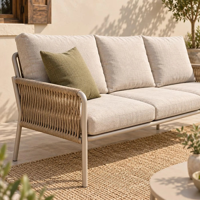 Glory 5-Seater Outdoor Sofa Set | Steel Frame Garden Furniture | Modern Design Patio Sofaset | Outdoor Seating Table And Chairs For Lawn Garden-Beige