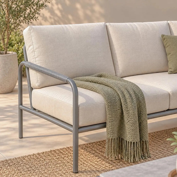 Aurora 7-Seater Outdoor Sofa Set | Steel Frame Garden Furniture | Modern Design Patio Sofaset | Outdoor Seating Table And Chairs For Lawn Garden-Green