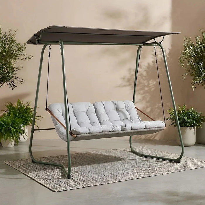 Noha 2-Seater Swing Chair | Two Seater Hammock Chair | Modern Design Hanging Chair | Swing Chair For Indoor Outdoor Garden Patio L220xW151xH195cm - Green