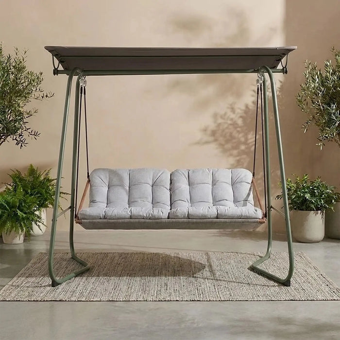 Noha 2-Seater Swing Chair | Two Seater Hammock Chair | Modern Design Hanging Chair | Swing Chair For Indoor Outdoor Garden Patio L220xW151xH195cm - Green