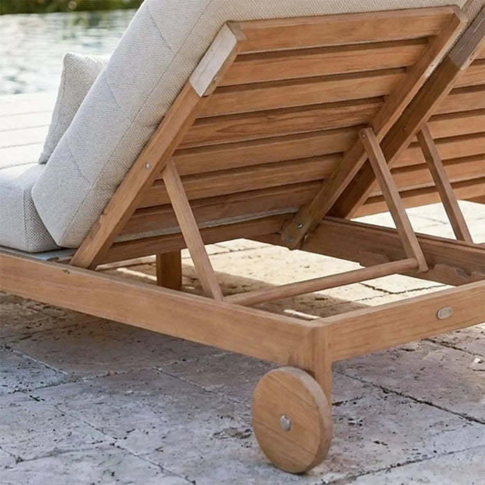 Amalfi Double Daybed Lounger | All Weather Patio Sunloungers | Dual Relaxing Chair | Modern Design Outdoor Furniture For Gardens Lawns Poolsides L200xW142xH37cm - Teak Color