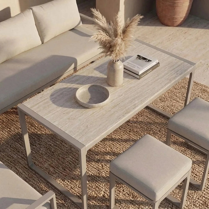 Valencia 8-Seater Outdoor Sofa Set | Steel Frame Garden Furniture | Modern Design Patio Sofaset | Outdoor Seating Table And Chairs For Lawn Garden-White