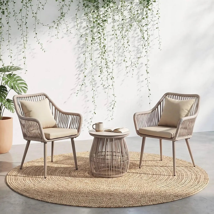 Verona Balcony Set 1+2 | 2-Seater Set With Table | All Weather 3 Piece Bistro Set With Coffee Table | Modern Design Furniture For Balcony Outdoor Garden -