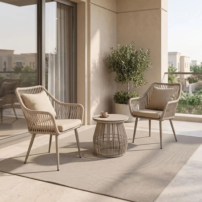 Verona Balcony Set 1+2 | 2-Seater Set With Table | All Weather 3 Piece Bistro Set With Coffee Table | Modern Design Furniture For Balcony Outdoor Garden -