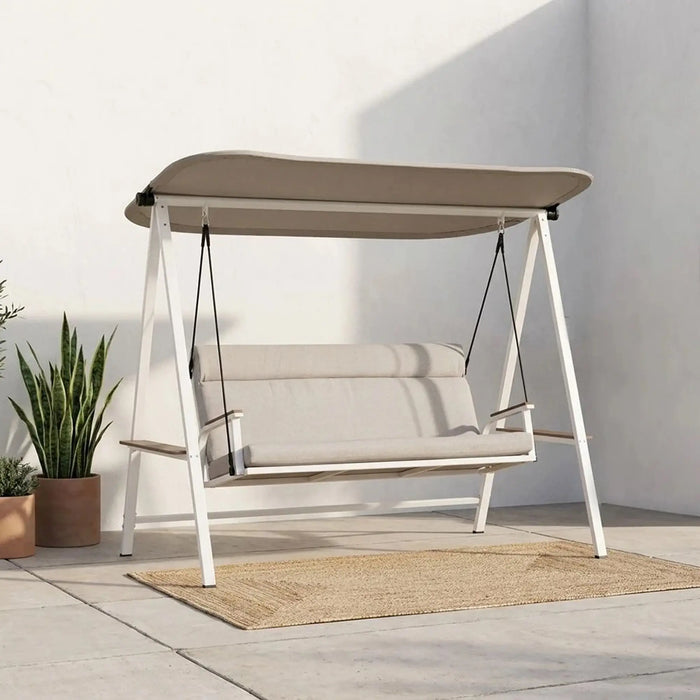 La Palma 3-Seater Swing Chair | Three Seater Hammock Chair | Modern Design Hanging Chair | Swing Chair For Indoor Outdoor Garden Patio L217xW135xH170cm - Grey