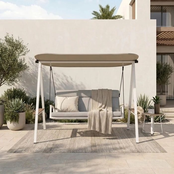 La Palma 3-Seater Swing Chair | Three Seater Hammock Chair | Modern Design Hanging Chair | Swing Chair For Indoor Outdoor Garden Patio L217xW135xH170cm - Grey