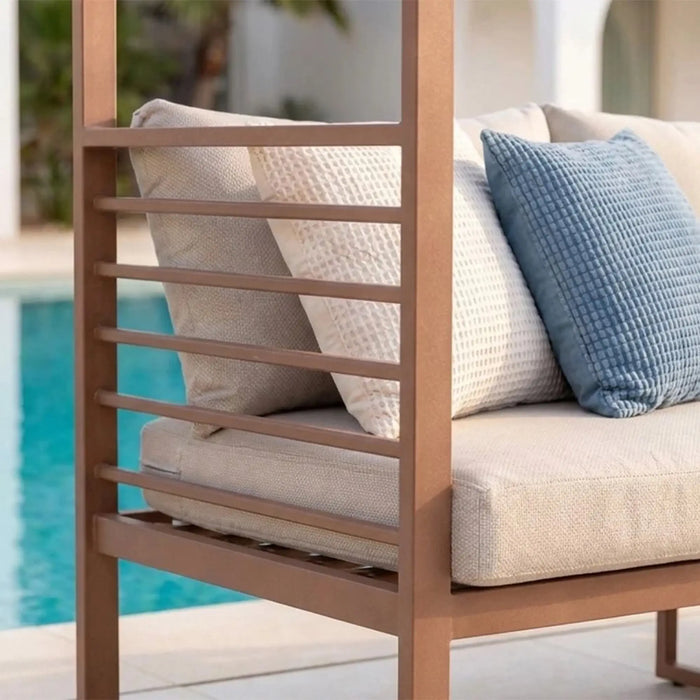 Marteena 7-Seater Outdoor Sofa Set | Steel Frame Garden Furniture | Modern Design Patio Sofaset | Outdoor Seating Table And Chairs For Lawn Garden-Yellow