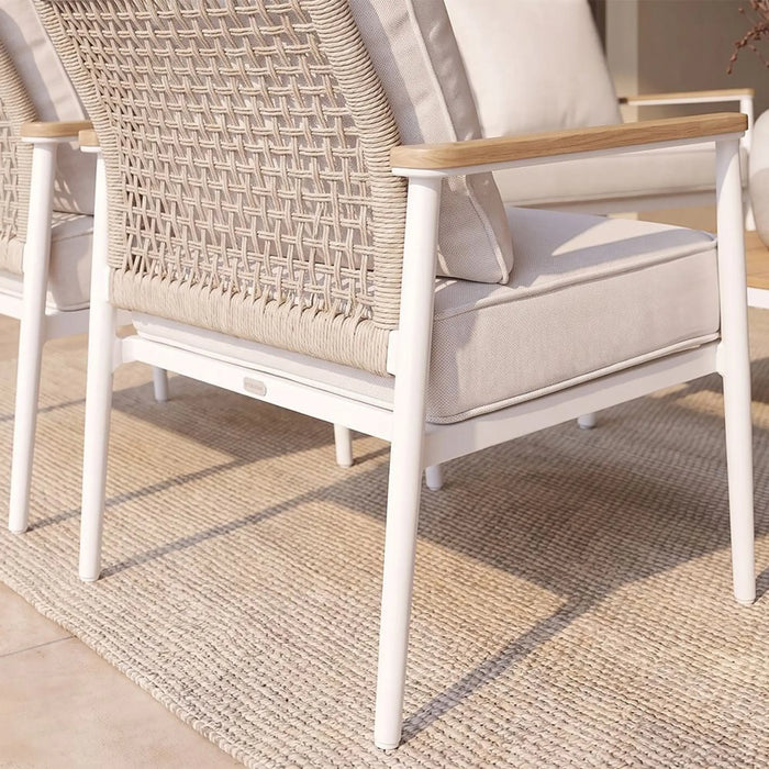 Inigo 7-Seater Outdoor Sofa Set | Steel Frame Garden Furniture | Modern Design Patio Sofaset | Outdoor Seating Table And Chairs For Lawn Garden-White