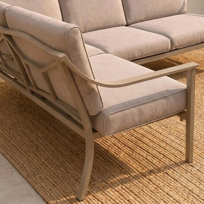 Nadia 8-Seater Outdoor Sofa Set | Steel Frame Garden Furniture | Modern Design Patio Sofaset | Outdoor Seating Table And Chairs For Lawn Garden-Beige