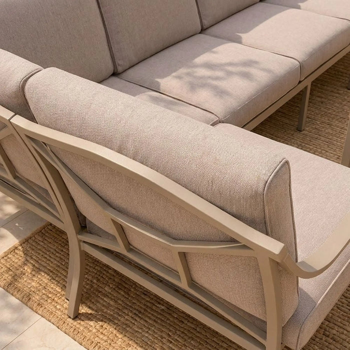 Nadia 8-Seater Outdoor Sofa Set | Steel Frame Garden Furniture | Modern Design Patio Sofaset | Outdoor Seating Table And Chairs For Lawn Garden-Beige