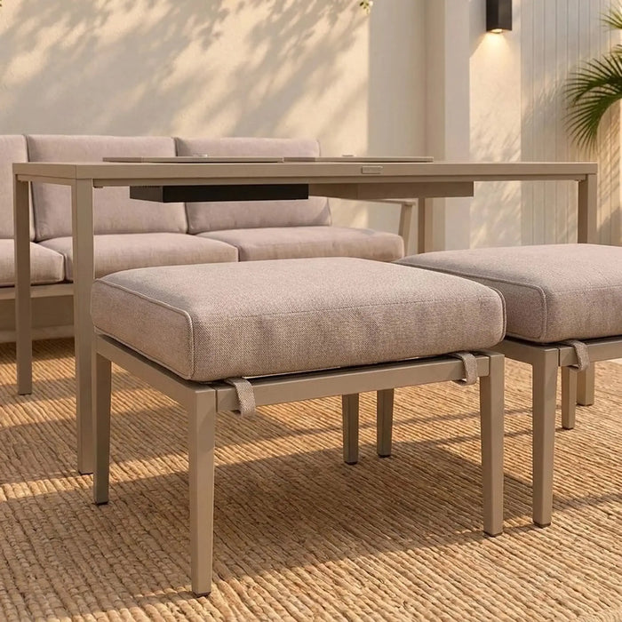 Nadia 8-Seater Outdoor Sofa Set | Steel Frame Garden Furniture | Modern Design Patio Sofaset | Outdoor Seating Table And Chairs For Lawn Garden-Beige
