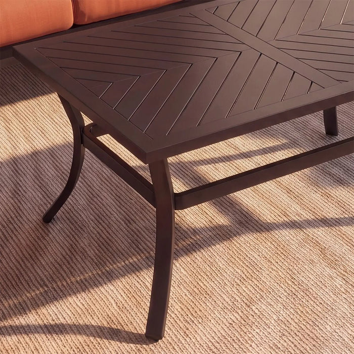 Erine 5-Seater Outdoor Sofa Set | Aluminum Frame Garden Furniture | Modern Design Patio Sofaset | Outdoor Seating Table And Chairs For Lawn Garden-Black