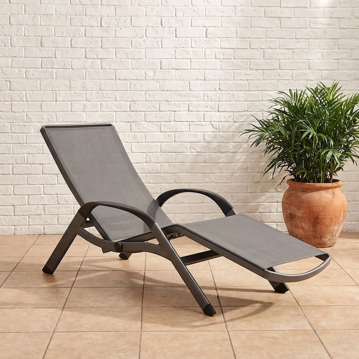 Penny Sun Lounger | All Weather Patio Sunloungers | Single Relaxing Chair | Modern Design Outdoor Furniture For Gardens Lawns Poolsides L167xW75xH82cm - Dark Grey