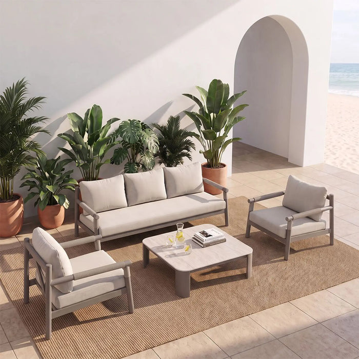 Marjorie 5-Seater Outdoor Sofa Set | Aluminum Frame Garden Furniture | Modern Design Patio Sofaset | Outdoor Seating Table And Chairs For Lawn Garden-Grey