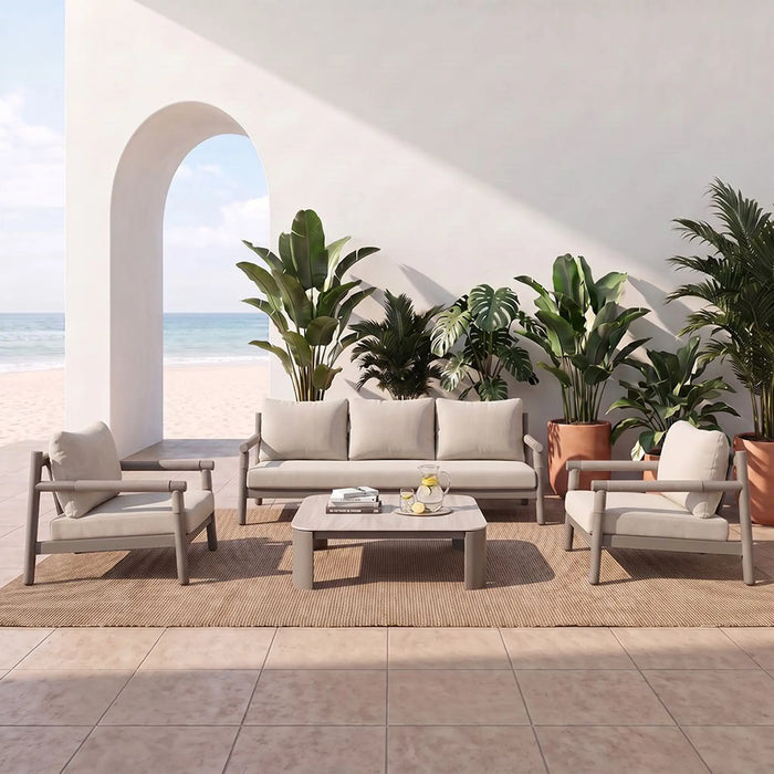 Marjorie 5-Seater Outdoor Sofa Set | Aluminum Frame Garden Furniture | Modern Design Patio Sofaset | Outdoor Seating Table And Chairs For Lawn Garden-Grey