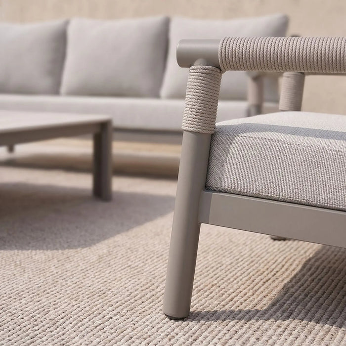 Marjorie 5-Seater Outdoor Sofa Set | Aluminum Frame Garden Furniture | Modern Design Patio Sofaset | Outdoor Seating Table And Chairs For Lawn Garden-Grey