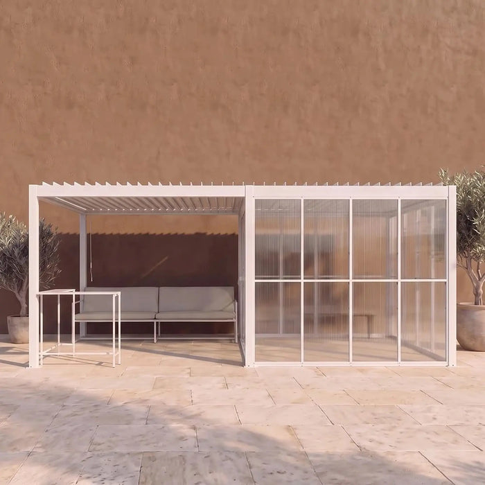 Majestic House Gazebo 3x6 M | Aluminium Frame Gazebo | With Seating | Weather Resistant Garden Canopy | Modern Design Outdoor Furniture | Size L600xW300xH240cm-White