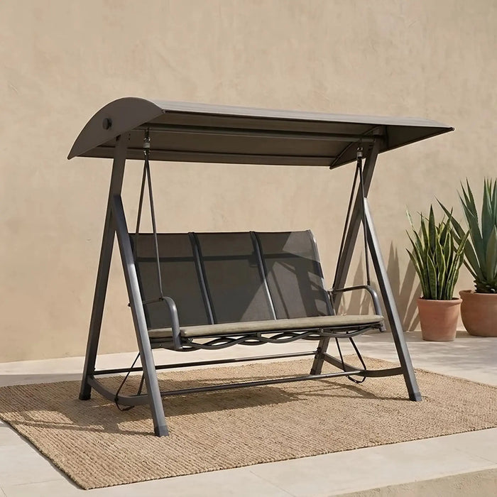 Tayler 3-Seater Swing Chair | Three Seater Hammock Chair | Modern Design Hanging Chair | Swing Chair For Indoor Outdoor Garden Patio L206xW126xH181cm - Dark Grey