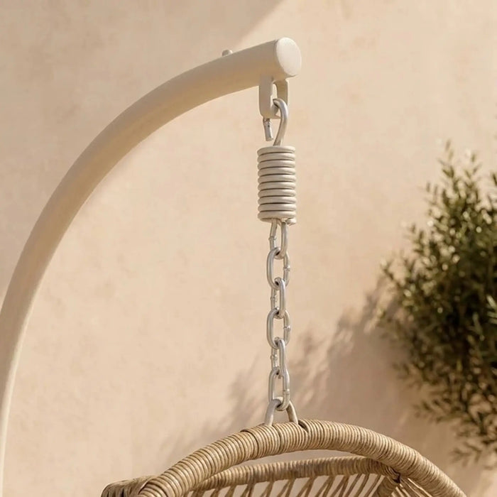 Orbit 1-Seater Swing Chair | One Seater Hammock Chair | Modern Design Hanging Chair | Swing Chair For Indoor Outdoor Garden Patio L82xW65xH119cm - Beige