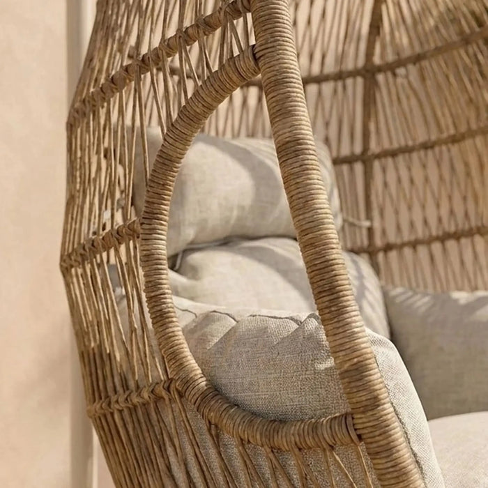 Orbit 1-Seater Swing Chair | One Seater Hammock Chair | Modern Design Hanging Chair | Swing Chair For Indoor Outdoor Garden Patio L82xW65xH119cm - Beige