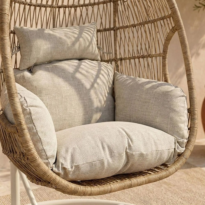 Orbit 1-Seater Swing Chair | One Seater Hammock Chair | Modern Design Hanging Chair | Swing Chair For Indoor Outdoor Garden Patio L82xW65xH119cm - Beige