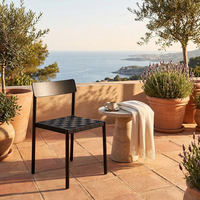 Elle Aluminum Chair | Porch Bistro Chair | Modern Design Garden Furniture For Outdoor Seating, Terrace, Lawn, Patio, Balcony | L49xW48xH78cm -Black
