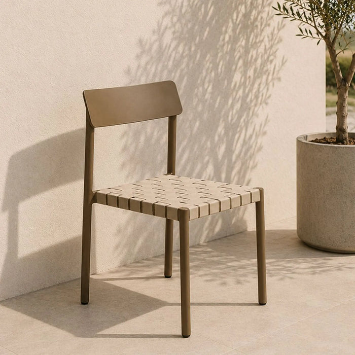 Elle Aluminum Chair | Porch Bistro Chair | Modern Design Garden Furniture For Outdoor Seating, Terrace, Lawn, Patio, Balcony | L49xW48xH78cm -Beige