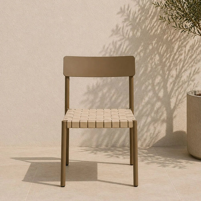 Elle Aluminum Chair | Porch Bistro Chair | Modern Design Garden Furniture For Outdoor Seating, Terrace, Lawn, Patio, Balcony | L49xW48xH78cm -Beige