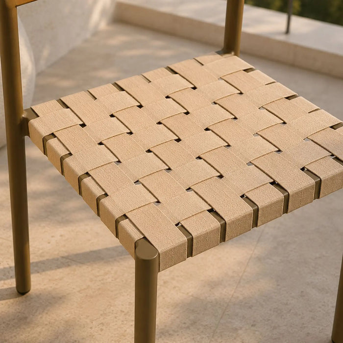 Elle Aluminum Chair | Porch Bistro Chair | Modern Design Garden Furniture For Outdoor Seating, Terrace, Lawn, Patio, Balcony | L49xW48xH78cm -Beige
